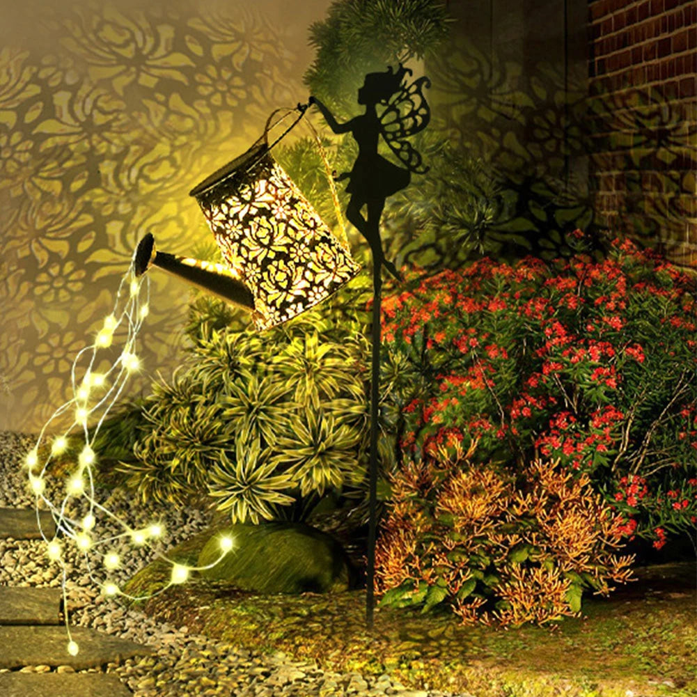 Vintage Metal Kettle Solar Watering Can Light, IP65 Waterproof Outdoor Pathway Light for Lawn, Walkway, and Yard Decoration