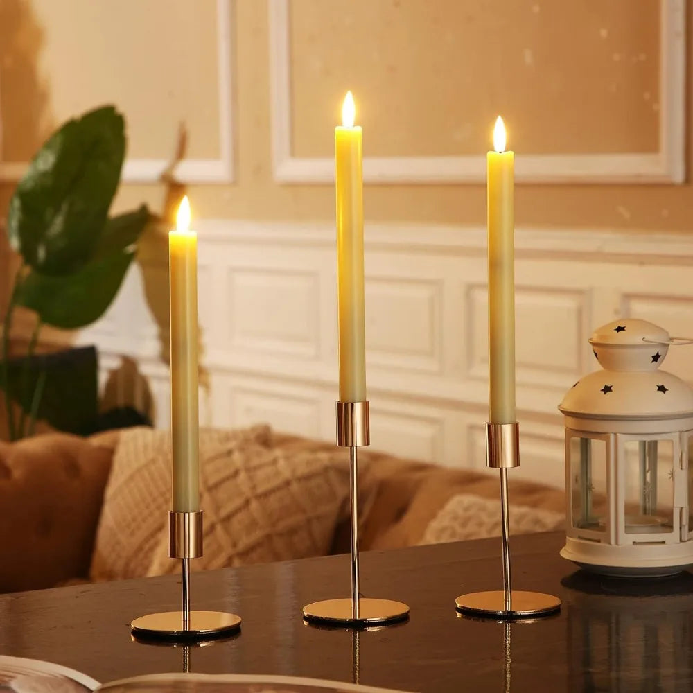Set of Matte Candle Holders – Decorative Taper Holders and Modern Metal Candelabras for Weddings and Dining , Candle Holders , Gold Candle Holders , Candle Stick Holder , Gold Candelabra