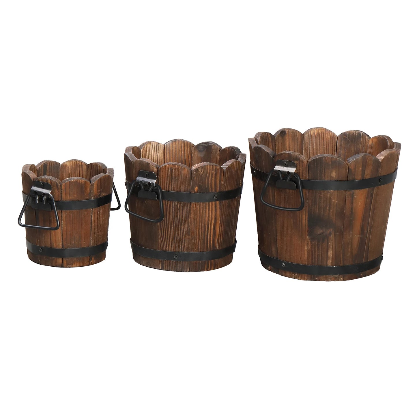 Outdoor Planting Pot – Flower-Shaped Barrel in Carbonized Finish , indoor and outdoor planters