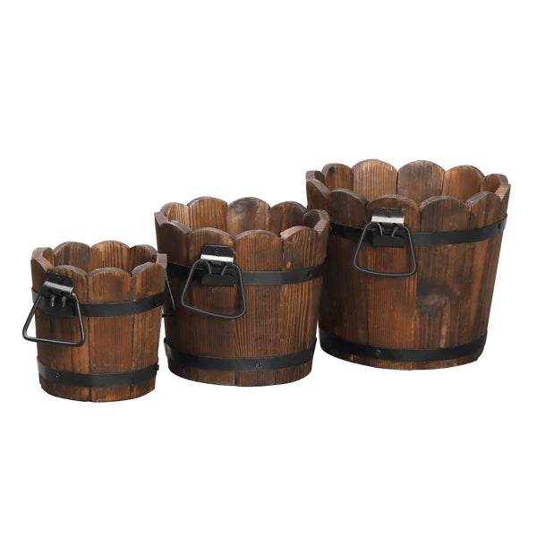 Outdoor Planting Pot – Flower-Shaped Barrel in Carbonized Finish , indoor and outdoor planters