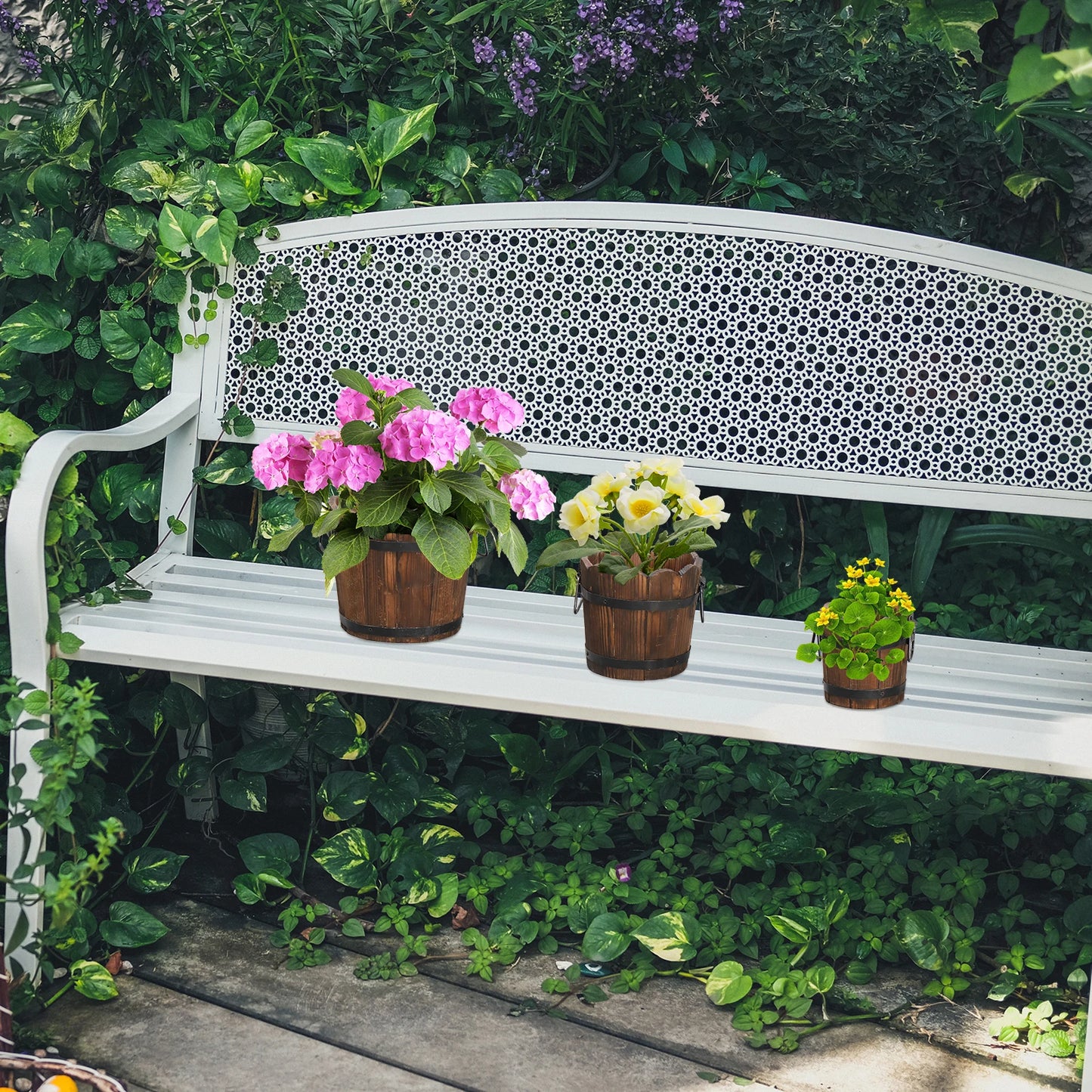 Outdoor Planting Pot – Flower-Shaped Barrel in Carbonized Finish , indoor and outdoor planters
