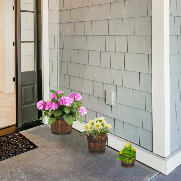 Outdoor Planting Pot – Flower-Shaped Barrel in Carbonized Finish , indoor and outdoor planters