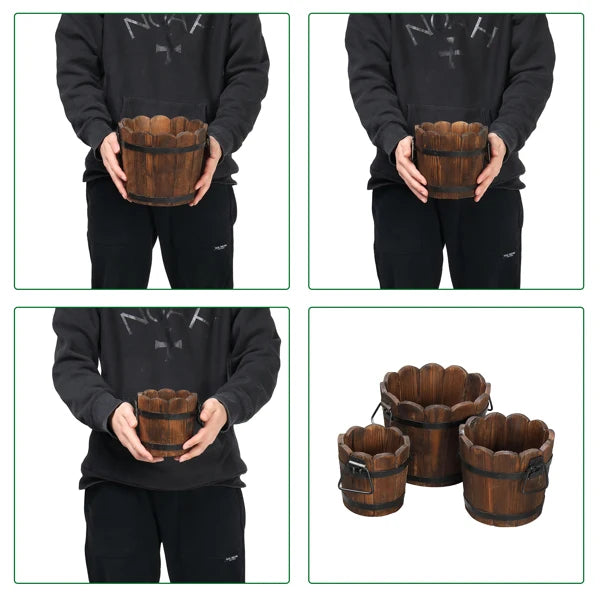 Outdoor Planting Pot – Flower-Shaped Barrel in Carbonized Finish , indoor and outdoor planters