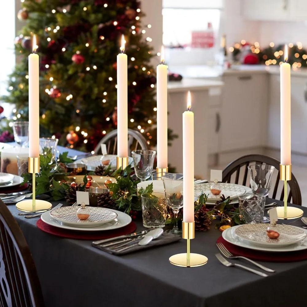 Set of Matte Candle Holders – Decorative Taper Holders and Modern Metal Candelabras for Weddings and Dining , Candle Holders , Gold Candle Holders , Candle Stick Holder , Gold Candelabra