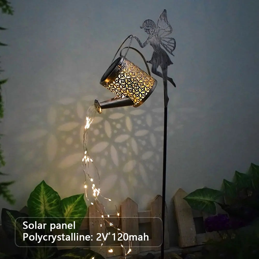 Vintage Metal Kettle Solar Watering Can Light, IP65 Waterproof Outdoor Pathway Light for Lawn, Walkway, and Yard Decoration