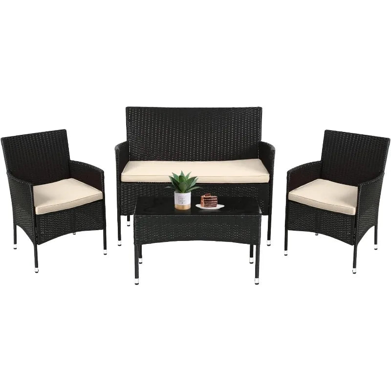 4 piece patio furniture set ,rattan table and chairs , patio furniture