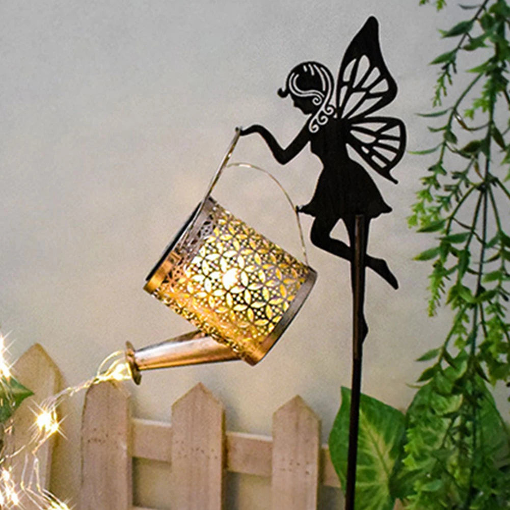 Vintage Metal Kettle Solar Watering Can Light, IP65 Waterproof Outdoor Pathway Light for Lawn, Walkway, and Yard Decoration