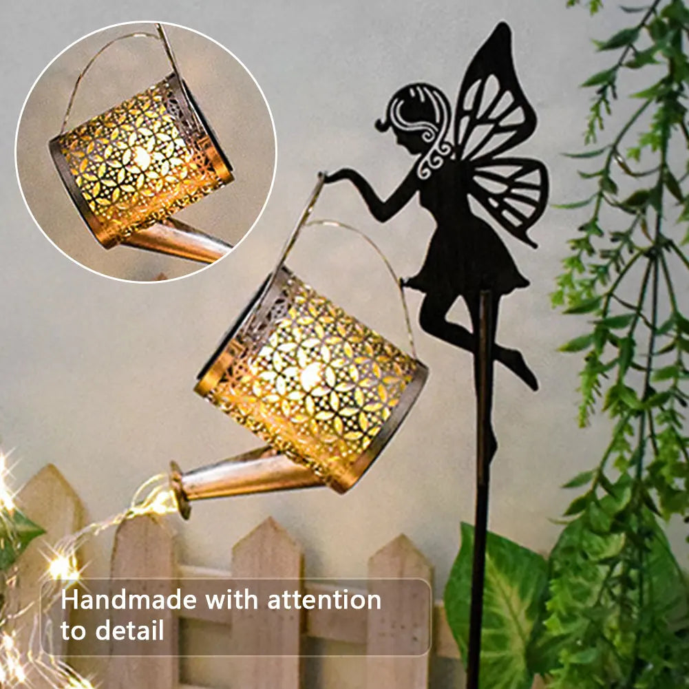 Vintage Metal Kettle Solar Watering Can Light, IP65 Waterproof Outdoor Pathway Light for Lawn, Walkway, and Yard Decoration
