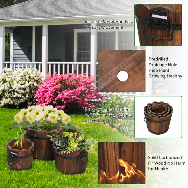 Outdoor Planting Pot – Flower-Shaped Barrel in Carbonized Finish , indoor and outdoor planters