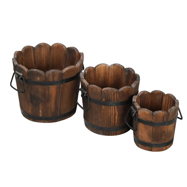 Outdoor Planting Pot – Flower-Shaped Barrel in Carbonized Finish , indoor and outdoor planters