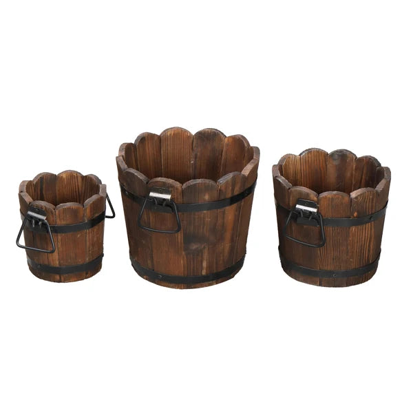 Outdoor Planting Pot – Flower-Shaped Barrel in Carbonized Finish , indoor and outdoor planters
