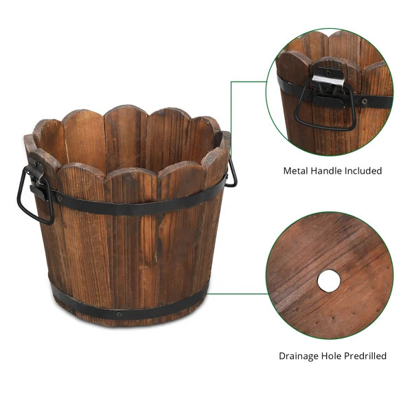Outdoor Planting Pot – Flower-Shaped Barrel in Carbonized Finish , indoor and outdoor planters