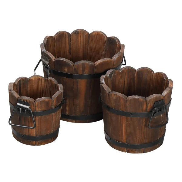 Outdoor Planting Pot – Flower-Shaped Barrel in Carbonized Finish , indoor and outdoor planters