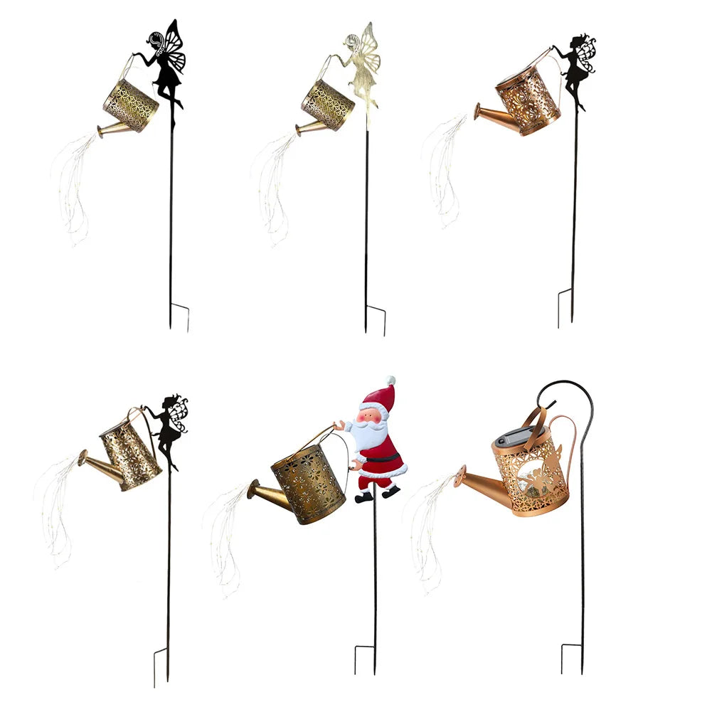 Vintage Metal Kettle Solar Watering Can Light, IP65 Waterproof Outdoor Pathway Light for Lawn, Walkway, and Yard Decoration