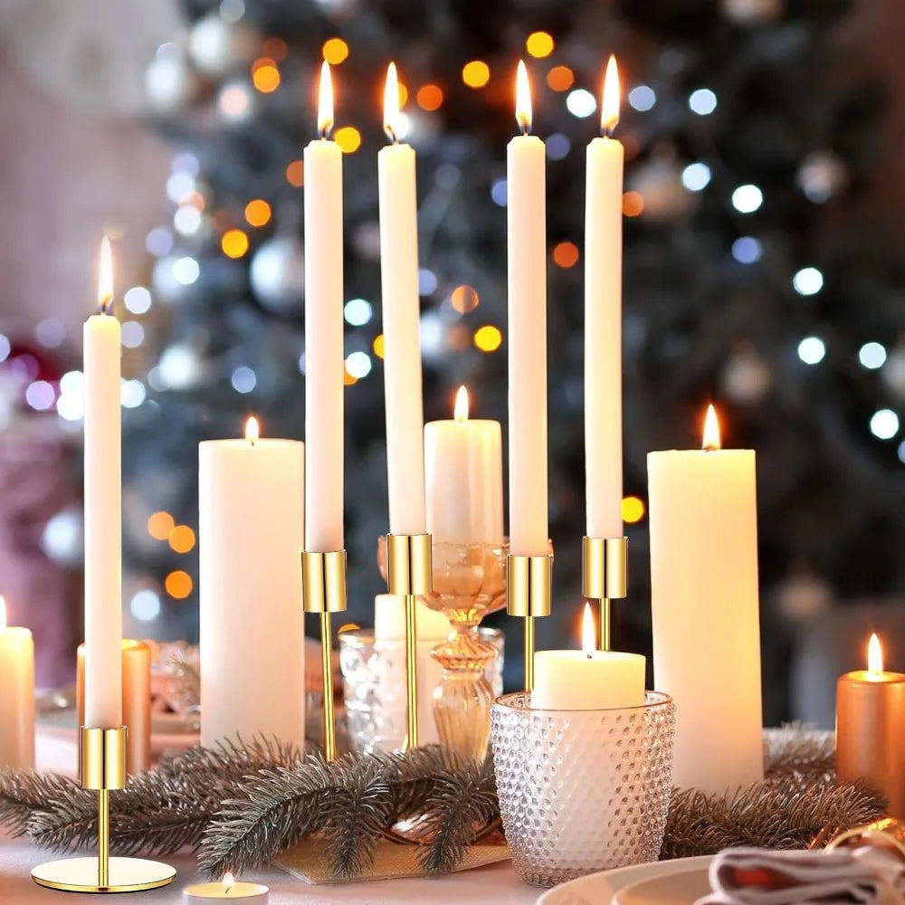Set of Matte Candle Holders – Decorative Taper Holders and Modern Metal Candelabras for Weddings and Dining , Candle Holders , Gold Candle Holders , Candle Stick Holder , Gold Candelabra