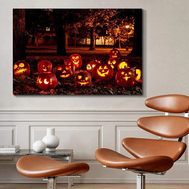 1pc Halloween Canvas Poster – Affordable Canvas Prints Featuring Pumpkin Lantern Art, Perfect for Living Room or Bedroom Decorations and Halloween Gifts