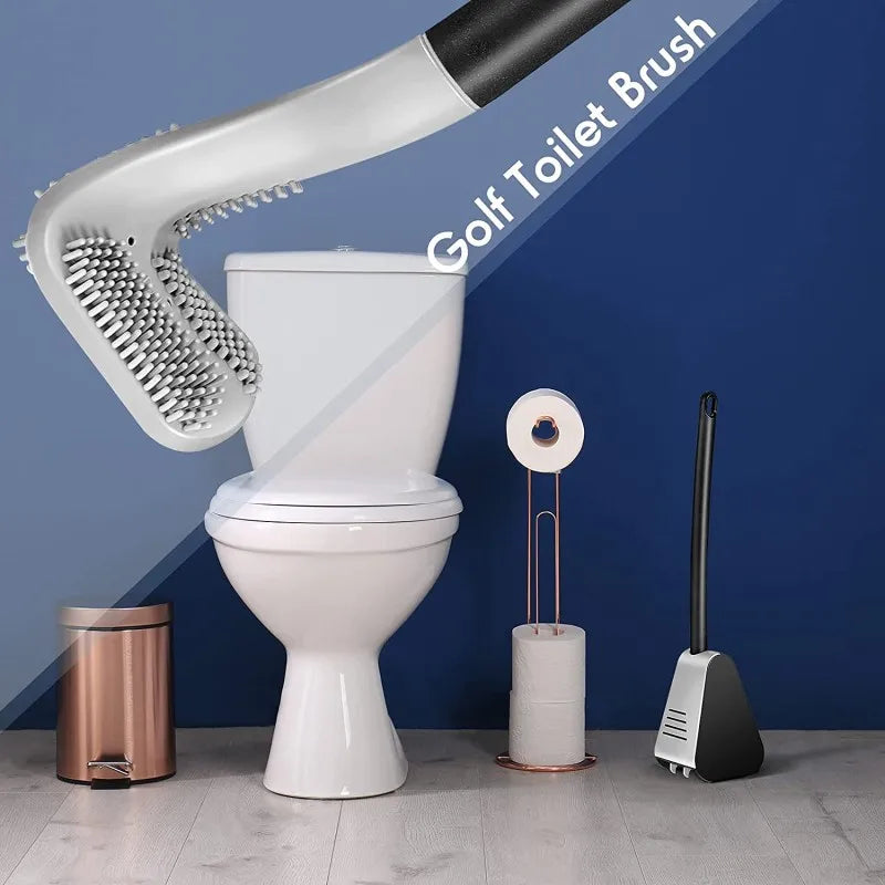 Best silicone toilet brush – Golf Brush Head, Wall-Mounted Long Handle , best toilet bowl cleaner , Bathroom Accessories
