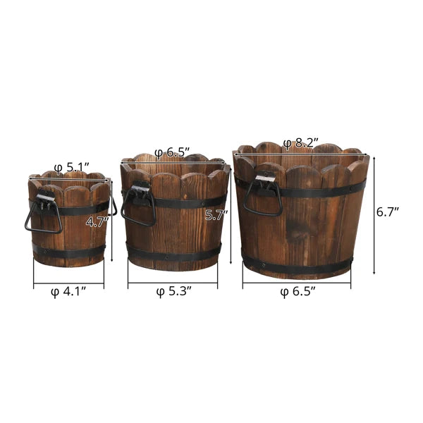 Outdoor Planting Pot – Flower-Shaped Barrel in Carbonized Finish , indoor and outdoor planters