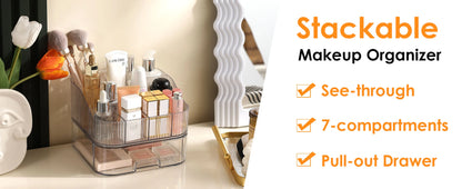 Stackable Drawer Makeup Organizer – Countertop Vanity Storage for Skincare, Perfumes, Lotions, and Lipsticks