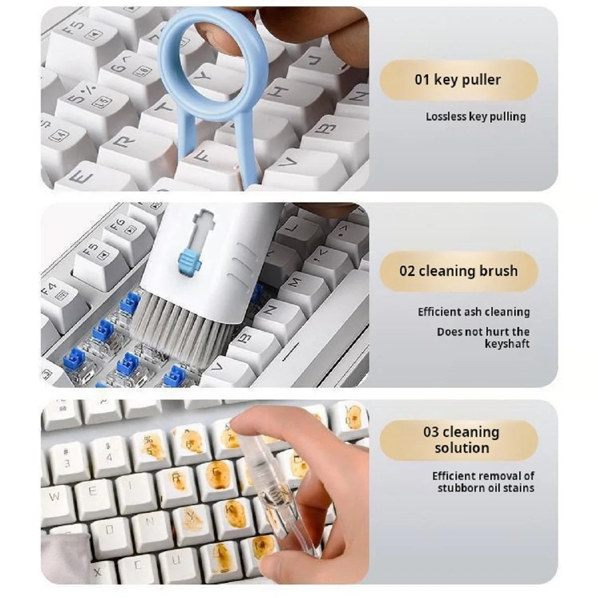 7-in-1 Multifunctional Cleaning Brush Set for Computer Keyboards , Bluetooth Headsets, and Mobile Phone Screens , Keyboard cleaning kit  , laptop keyboard cleaner