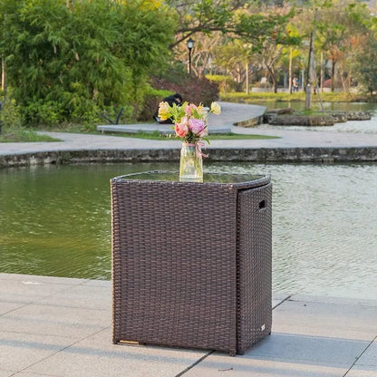 3 piece wicker bistro set – Patio Furniture Set-for Small Spaces, Featuring a Glass Top Table and Dining Chairs, Ideal for Balconies , wicker patio bistro set