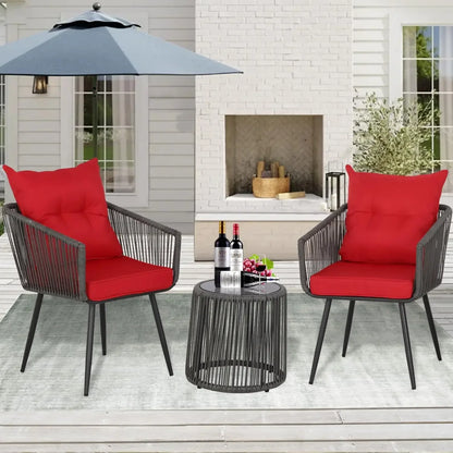 3/5-Piece Outdoor Bistro Set – Patio Rattan Chair Conversation Sets with Side Table for Porches, Backyards, and Balconies , patio furniture , outdoor furniture , Wicker furniture set