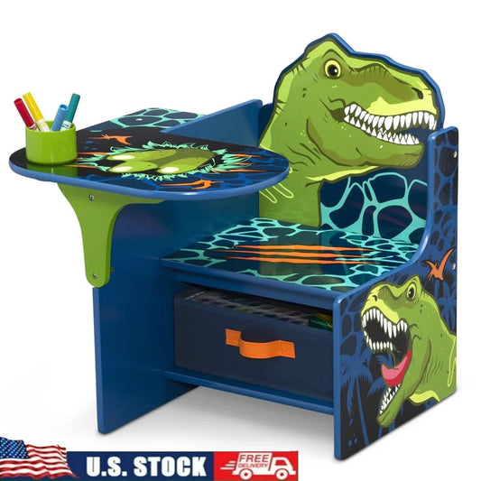 Kids Dinosaur Desk Chair with Storage Bin – Fun, Ergonomic, Safe & Durable Furniture for Play and Homework, Easy to Assemble