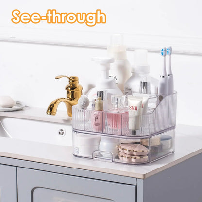 Stackable Drawer Makeup Organizer – Countertop Vanity Storage for Skincare, Perfumes, Lotions, and Lipsticks