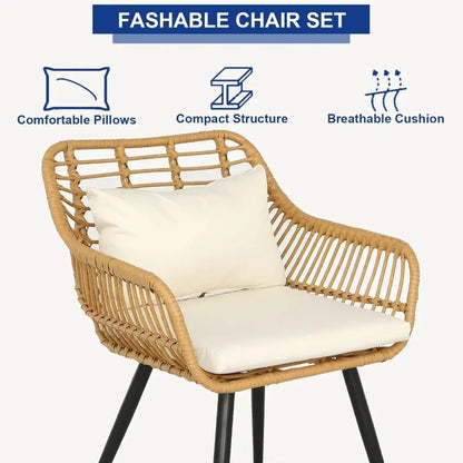 3/5-Piece Outdoor Bistro Set – Patio Rattan Chair Conversation Sets with Side Table for Porches, Backyards, and Balconies , patio furniture , outdoor furniture , Wicker furniture set