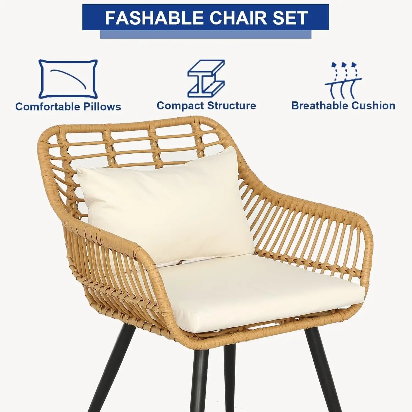 3/5-Piece Outdoor Bistro Set – Patio Rattan Chair Conversation Sets with Side Table for Porches, Backyards, and Balconies , patio furniture , outdoor furniture , Wicker furniture set