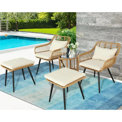3/5-Piece Outdoor Bistro Set – Patio Rattan Chair Conversation Sets with Side Table for Porches, Backyards, and Balconies , patio furniture , outdoor furniture , Wicker furniture set