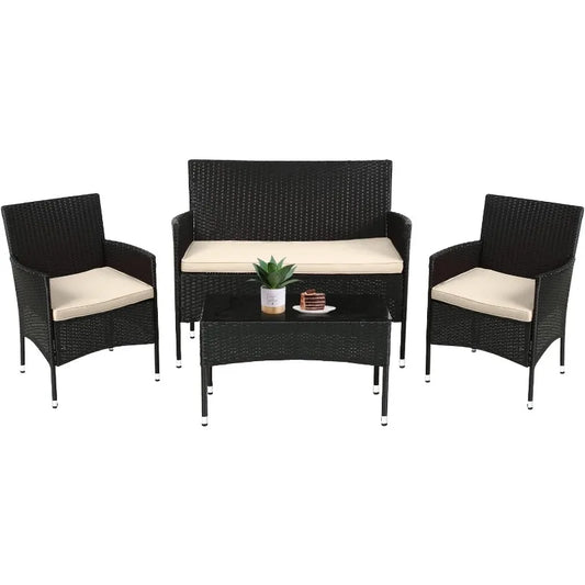4 piece patio furniture set ,rattan table and chairs , patio furniture
