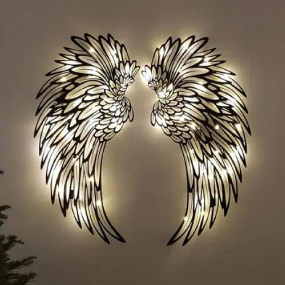 LED Metal Angel Wings Wall Art - Decorative Wall Sculpture for Photography and Home Decor