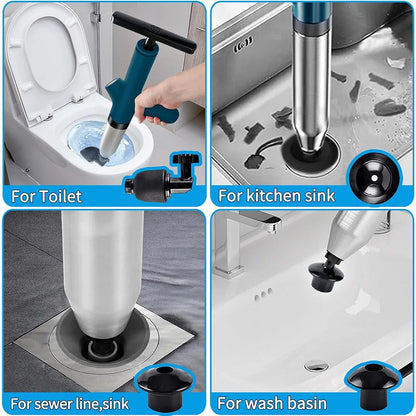 High-Pressure Electric Toilet Plunger – The Best Drain Cleaner and Unclogger for Kitchen and Bathroom. Durable Stainless Steel Design for Effective Toilet Unclogging and Drain Clearing