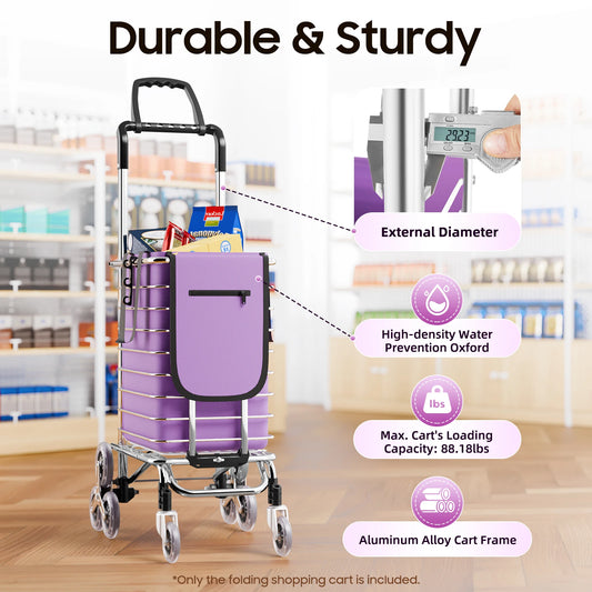 8-Wheel Folding Shopping Cart for Groceries – Portable Urban Stair-Climbing Trolley with 35L Capacity, Collapsible Design