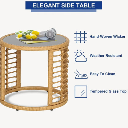 3/5-Piece Outdoor Bistro Set – Patio Rattan Chair Conversation Sets with Side Table for Porches, Backyards, and Balconies , patio furniture , outdoor furniture , Wicker furniture set