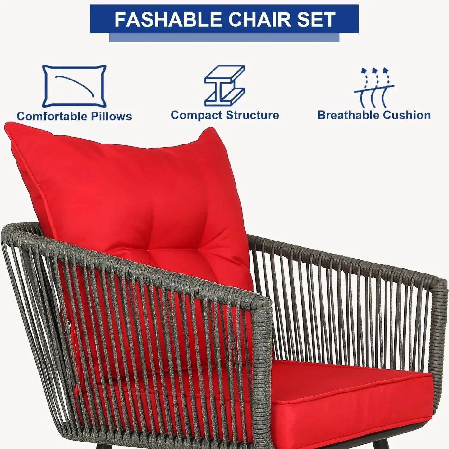 3/5-Piece Outdoor Bistro Set – Patio Rattan Chair Conversation Sets with Side Table for Porches, Backyards, and Balconies , patio furniture , outdoor furniture , Wicker furniture set