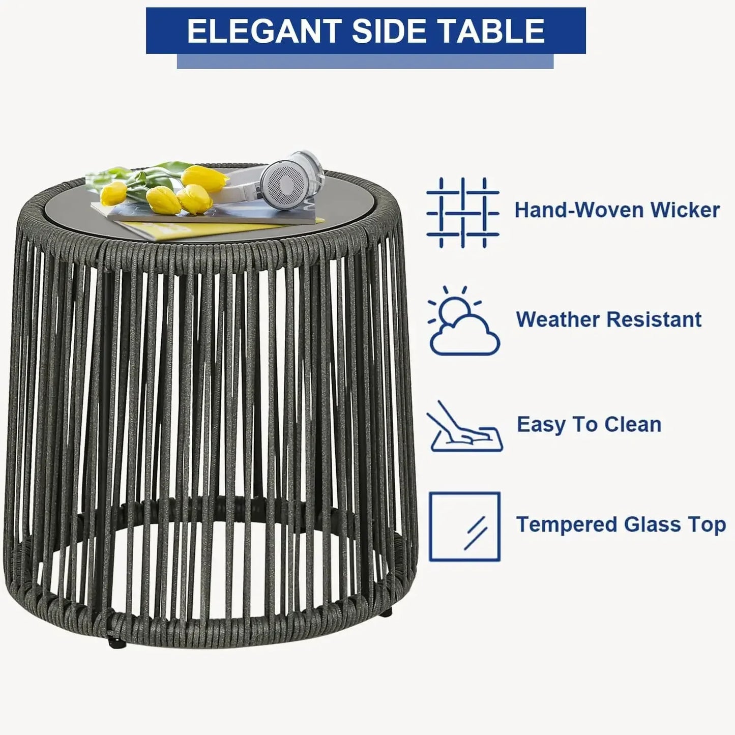 3/5-Piece Outdoor Bistro Set – Patio Rattan Chair Conversation Sets with Side Table for Porches, Backyards, and Balconies , patio furniture , outdoor furniture , Wicker furniture set