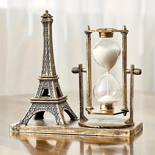 Creative Eiffel Tower Hourglass Figurine – Unique Vintage-Inspired Decor for Home, Office Desks, and Festive Displays
