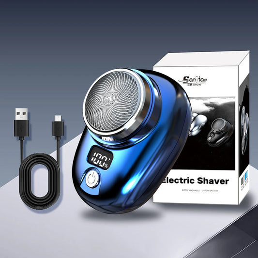Men’s Mini Electric Shaver – USB Rechargeable Beard Trimmer with Digital Display, Cordless Pocket Razor for Travel