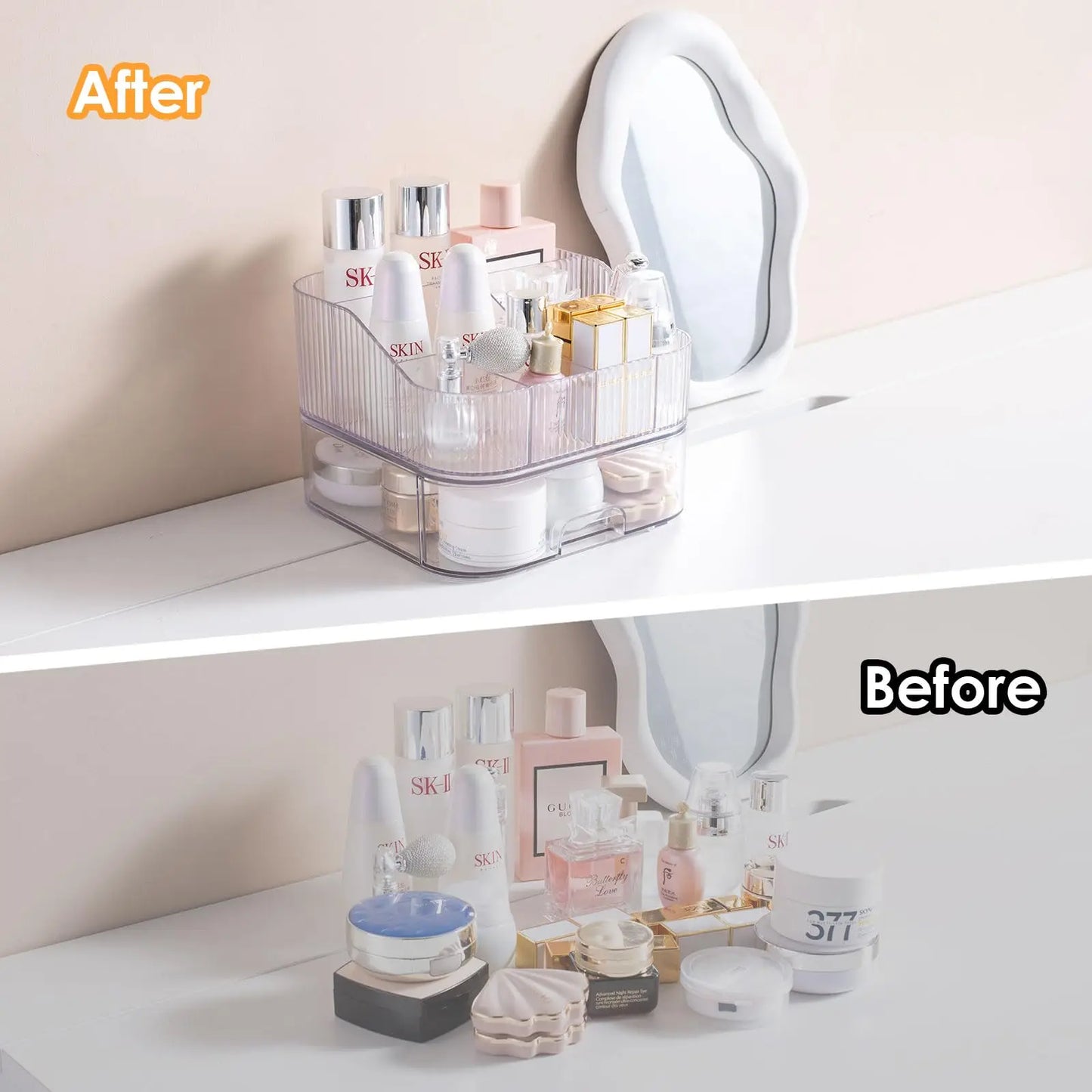 Stackable Drawer Makeup Organizer – Countertop Vanity Storage for Skincare, Perfumes, Lotions, and Lipsticks