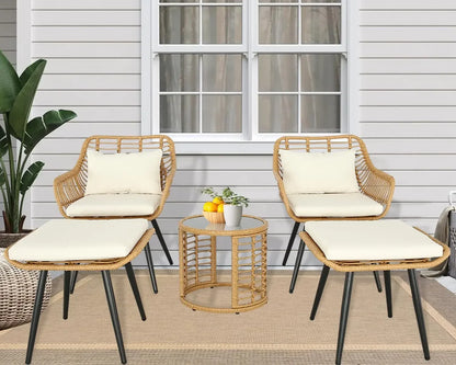 3/5-Piece Outdoor Bistro Set – Patio Rattan Chair Conversation Sets with Side Table for Porches, Backyards, and Balconies , patio furniture , outdoor furniture , Wicker furniture set